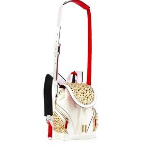 Christian Louboutin explorafunk backpack with gold spikes white